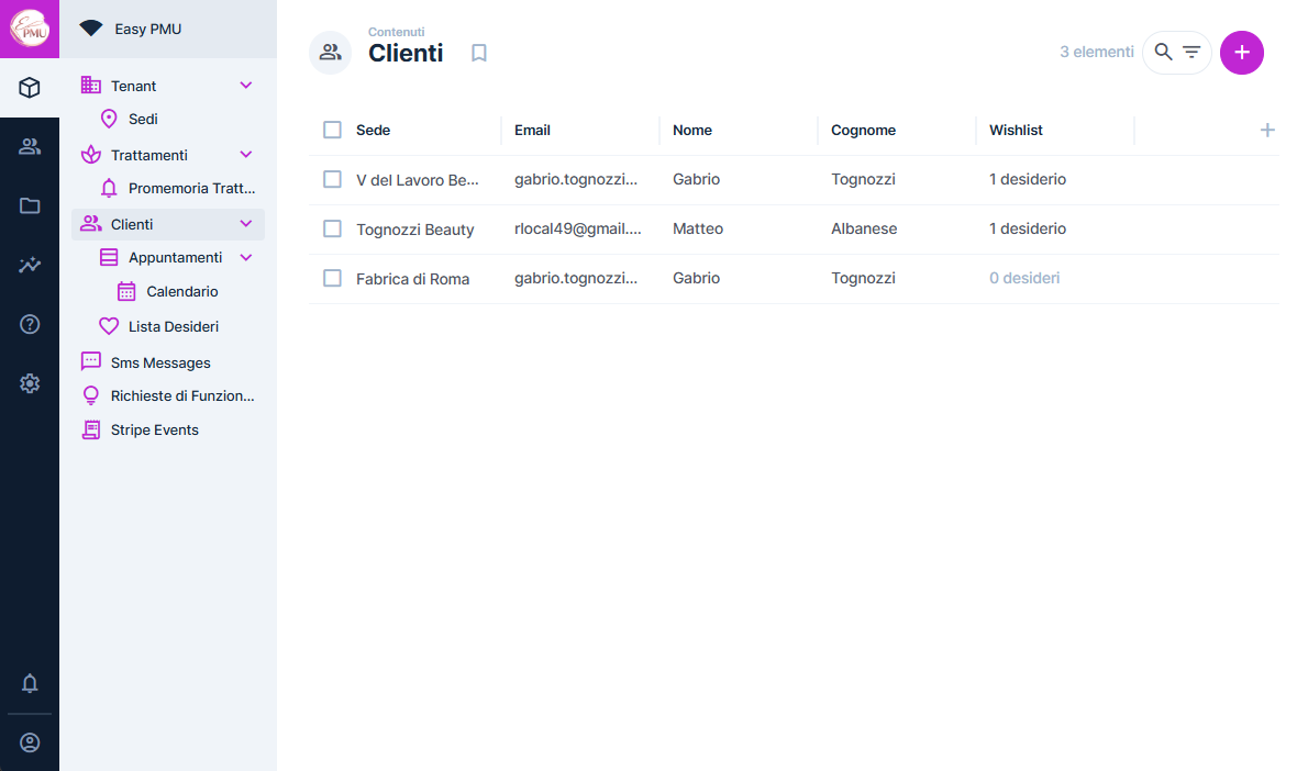 Lista clienti Easy PMU